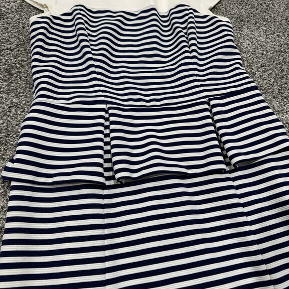 Ivy & Blu Striped Ponte Knit Peplum Dress, Navy Blue White, Size 100 - Picture 13 of 13